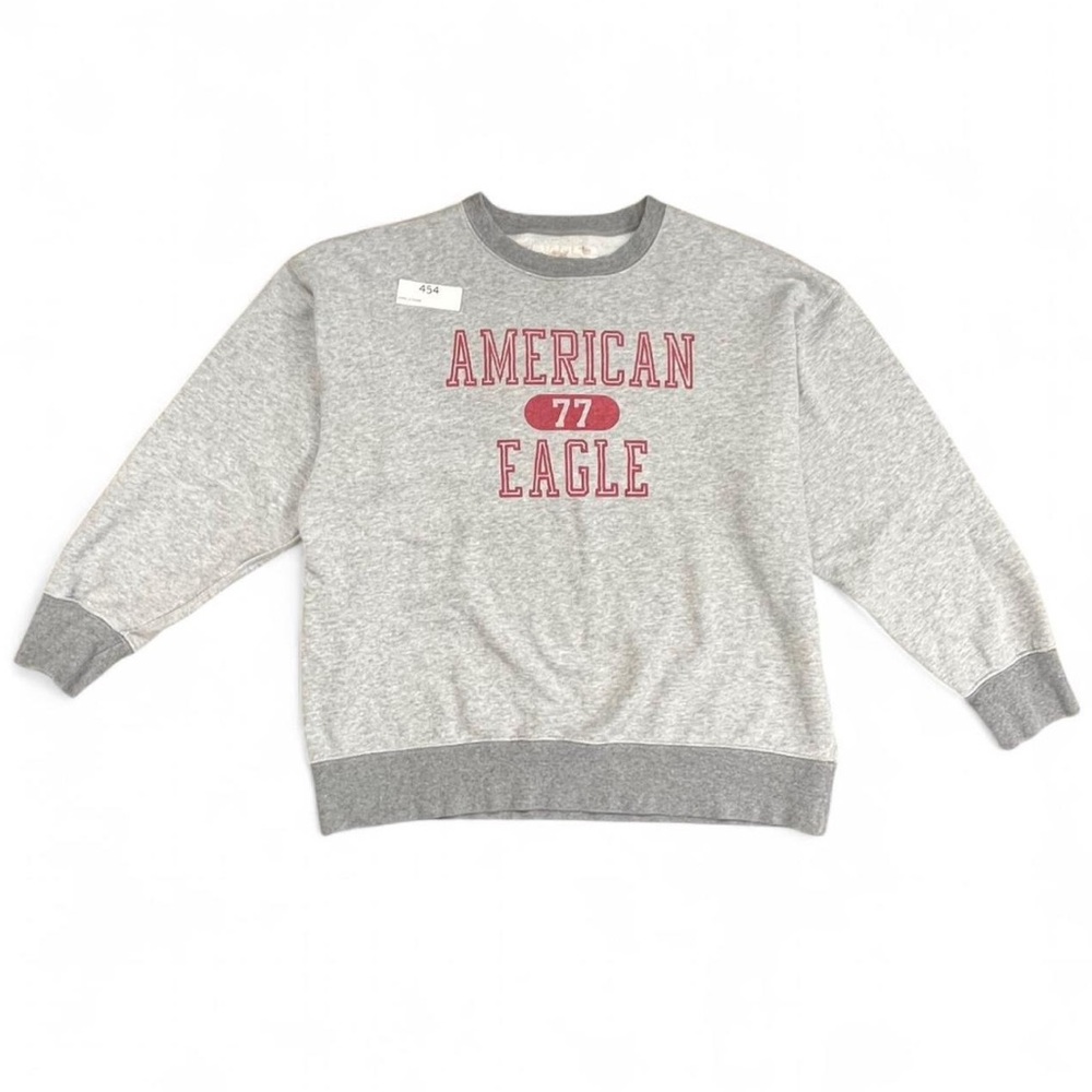 American Eagle OutfittersOversized Gray with Red logo Crewneck Sweater